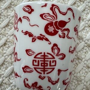 Red and White Ceramic Art Cup